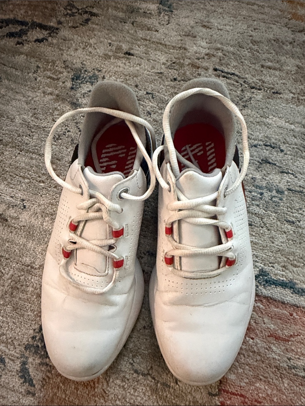 FJ kids White golf shoes with Red Accents